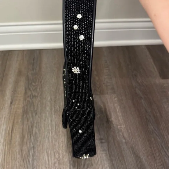 STAUD Tommy Beaded Black Starry Night Shoulder Bag Purse - Picture 13 of 16